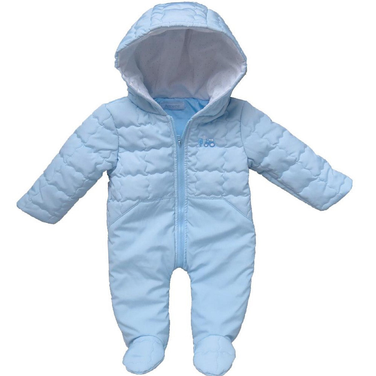 Baby Blue Scallop Padded Snowsuit