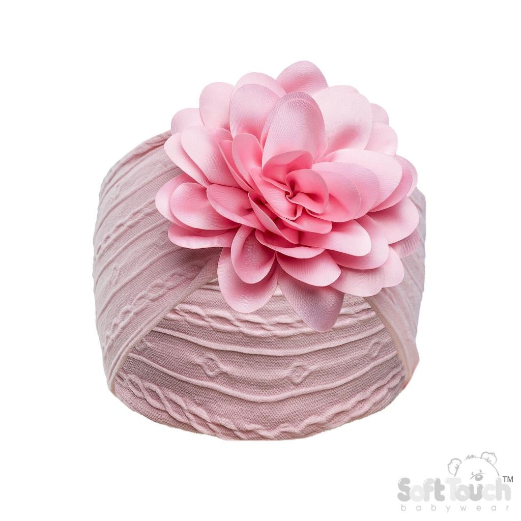 Baby Girl Pink Cable Knit Bow Headband