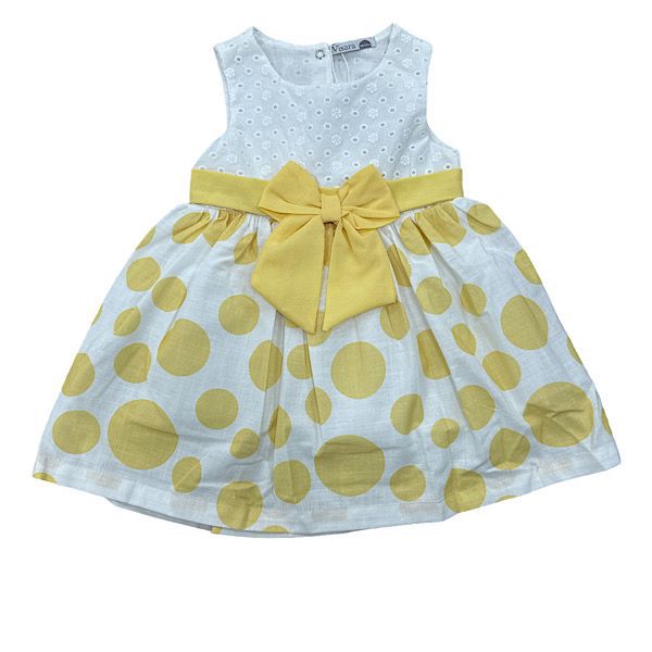 Yellow/Ivory Polka Dot Bow Dress