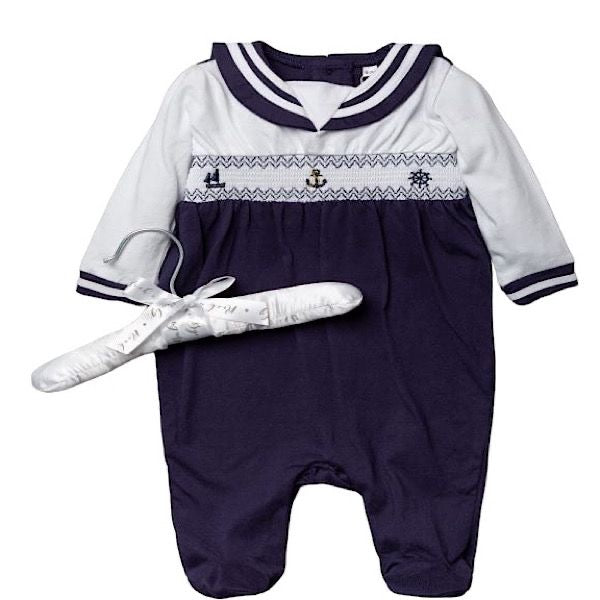 Baby Nautical Pique Sailor Romper Set