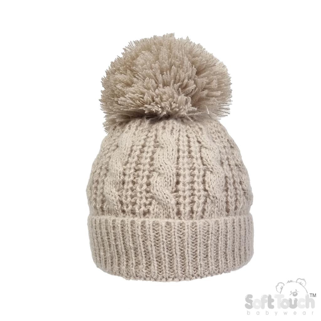 Biscuit Chain Knit PomPom Hat