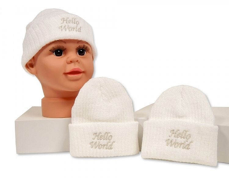 Hello World Glitter Ribbed Beanie Hat