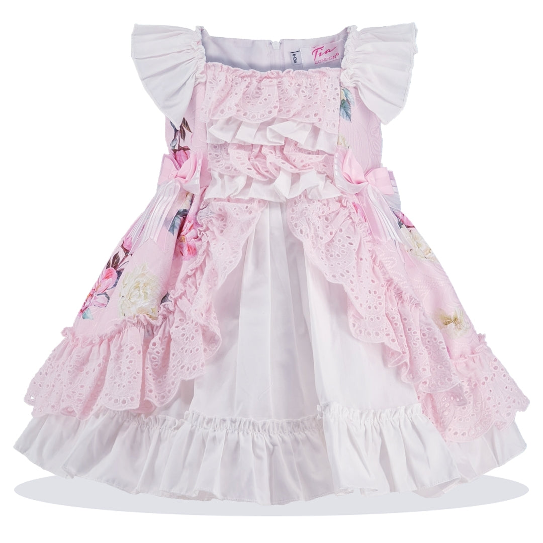 Pink Floral Frill 2PC Dress Set