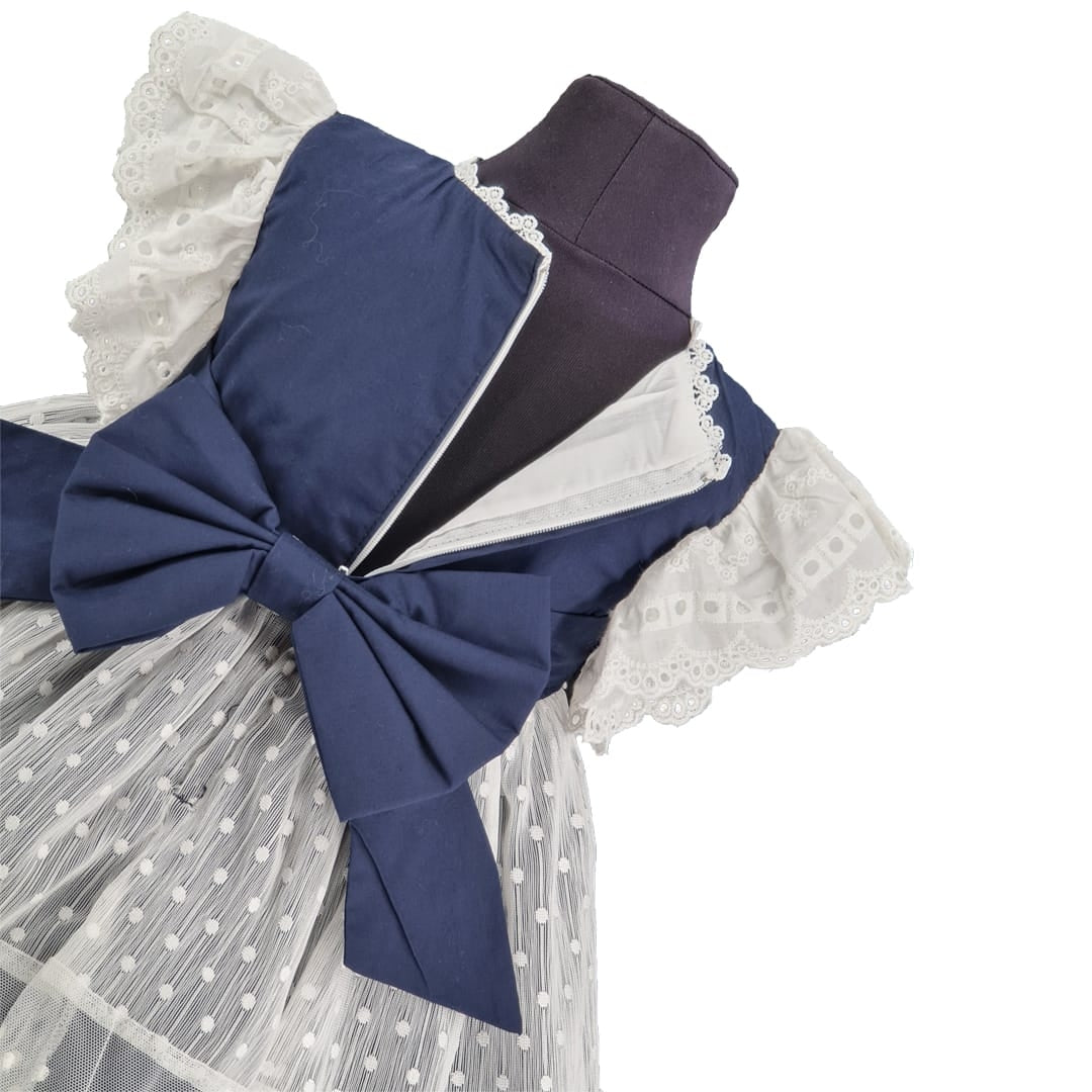 Navy Broderie Anglaise Dress Set