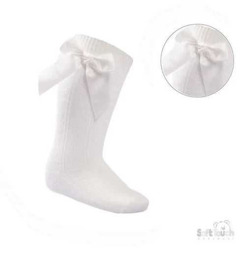 Cream 'Adorable' Knee Length Socks w/Satin