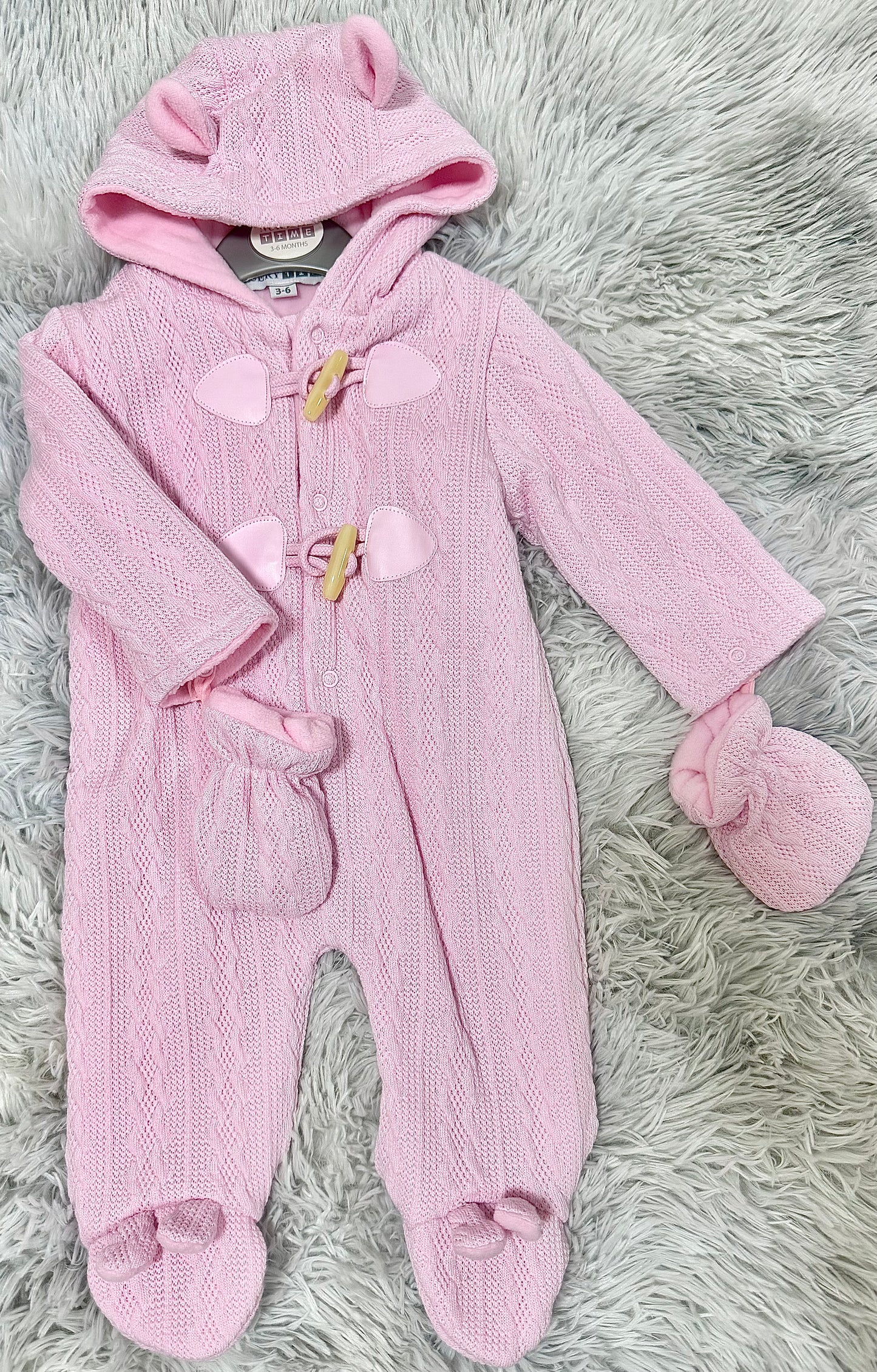 Baby Girl Pramsuit with Toggles - Pink