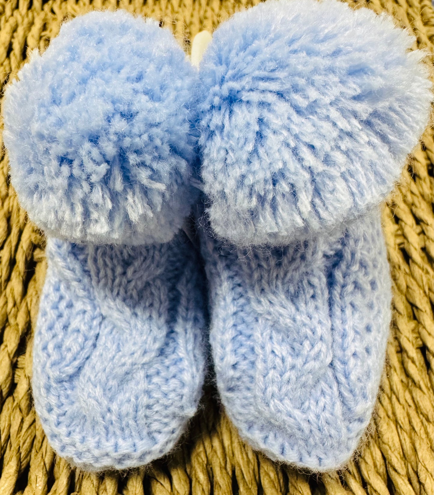 PomPom Cable Knit Sock Booties