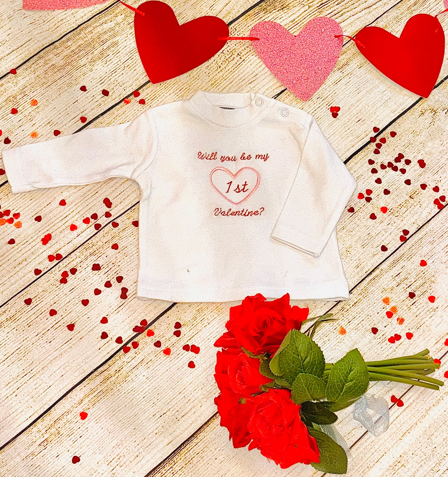 'Will you be my First Valentine?' Heart long-sleeved top