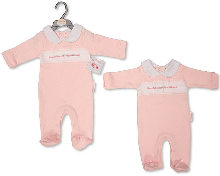 Baby Girls All in One with Smocking and Bows - Princess