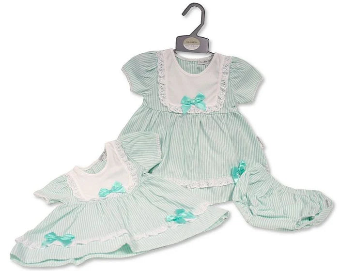 Baby Girls 2 pcs Dress Set with Lace and Bow