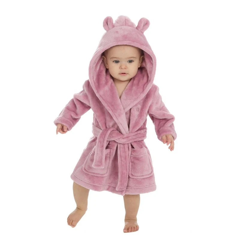 Pink Teddy Bear Hooded Dressing Gown