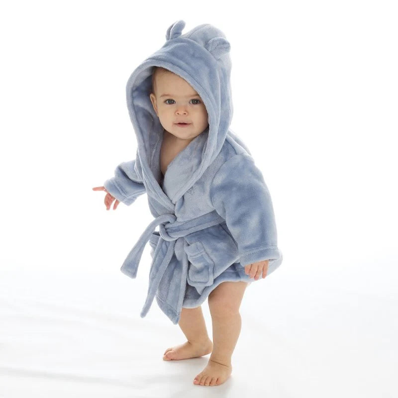 Blue Teddy Bear Hooded Dressing Gown