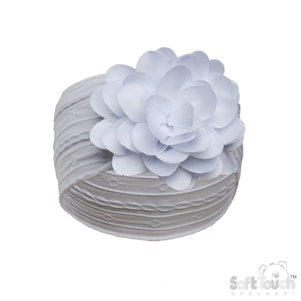 Baby Girl White Cable Knit Bow Headband