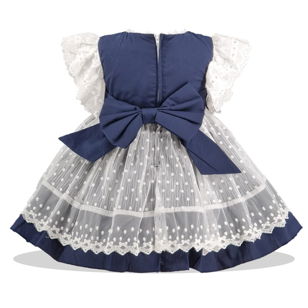 Navy Broderie Anglaise Dress Set