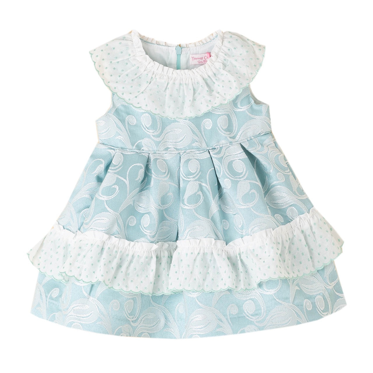 Dusty Blue Paisley Spanish Collar Dress