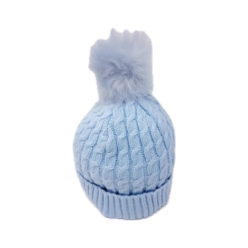 Baby Cable Knit Fur Pom Hat