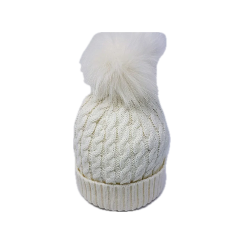 Baby Cable Knit Fur Pom Hat