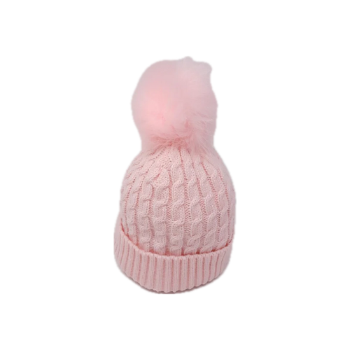 Baby Cable Knit Fur Pom Hat