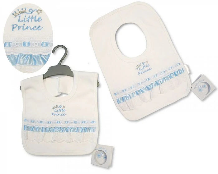 Baby Pop-Over Bib with Lace - Little Prince